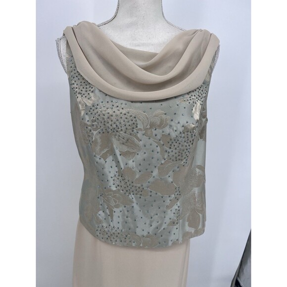 Vintage J. Ribkoff Couture Formal 2 Piece Maxi Skirt Top Set Size 12 Champagne - Picture 4 of 16
